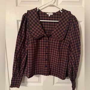 Women's Checkered Top - Black and Brown